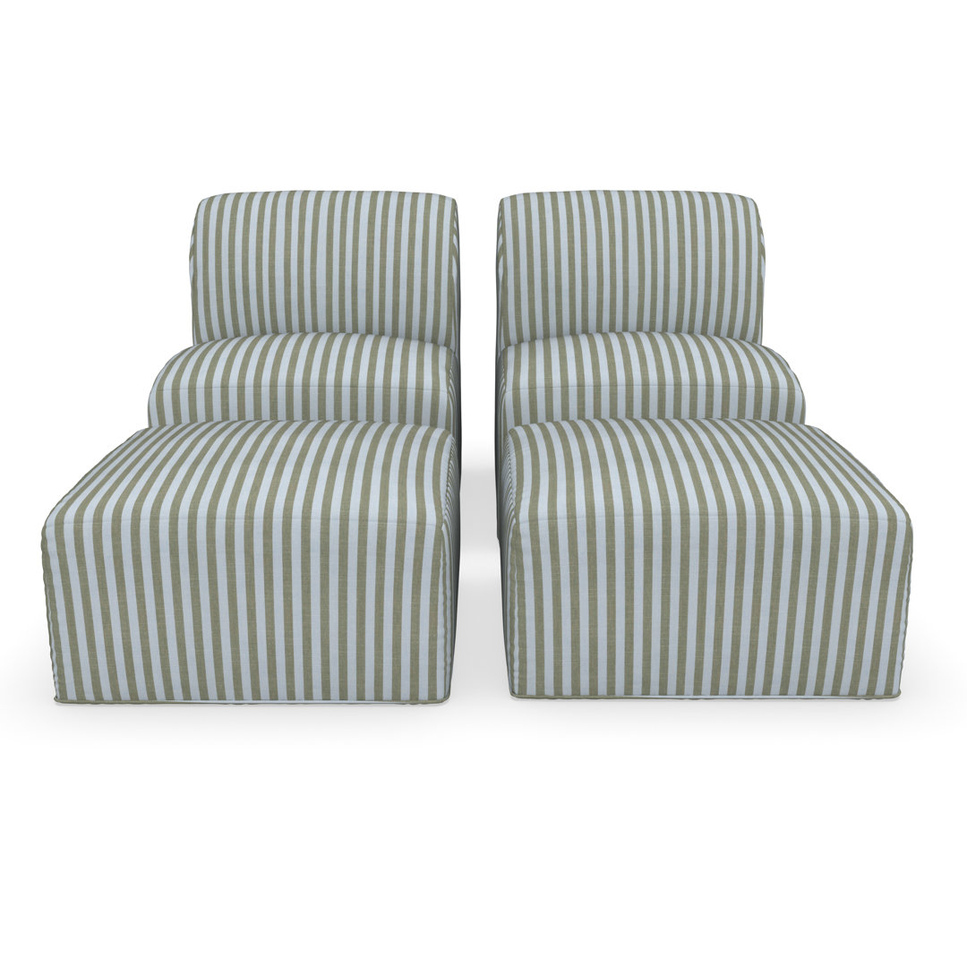 Praia Sunbrella Outdoor Lounge Chairs Set With Ottomans